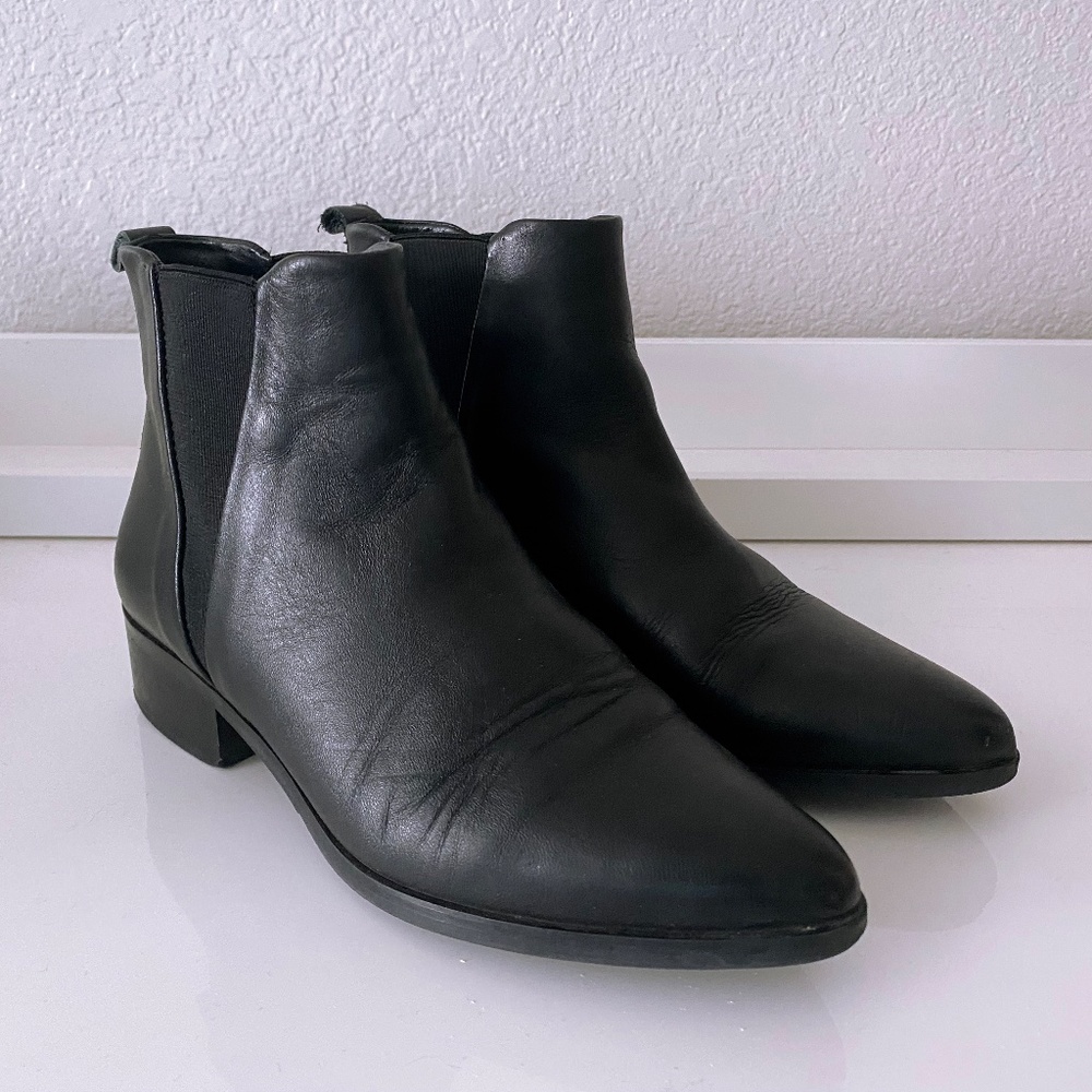 Frank and Oak Womens black leather ankle boots